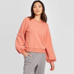 Peach puff sleeve crewneck